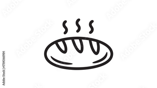 Fresh bread icon simple line art illustration isolated on white background for bakery or food concept