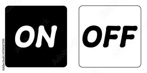 四角形のON/OFFシンプルアイコン　ブラック・ホワイト