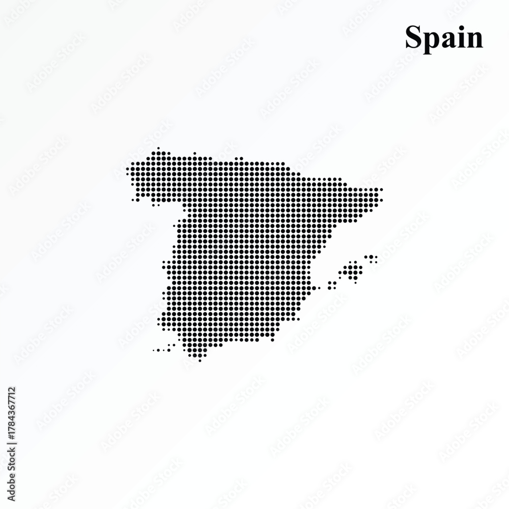 Obraz premium Abstract Spain Map in Halftone Dot Pattern Minimalist Vector Illustration