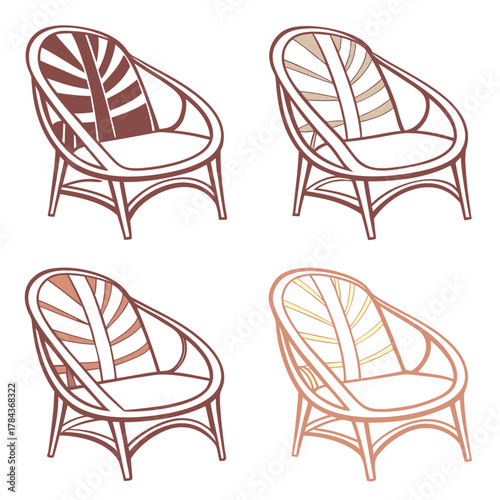 Four wicker chairs with gradient fills rattan furniture