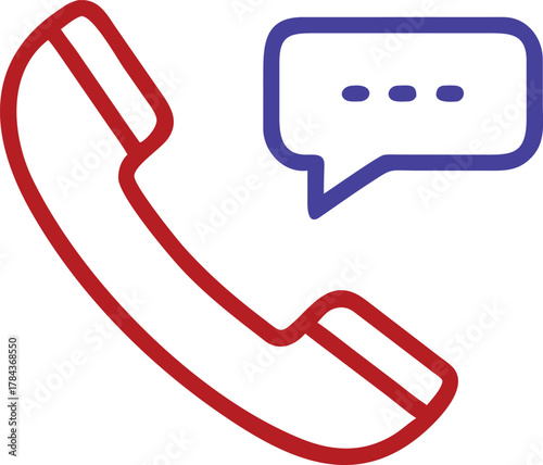 An outline icon of a telephone receiver with a speech bubble.