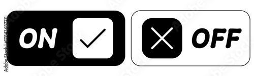 四角形のON/OFFシンプルアイコン　ブラック・ホワイト