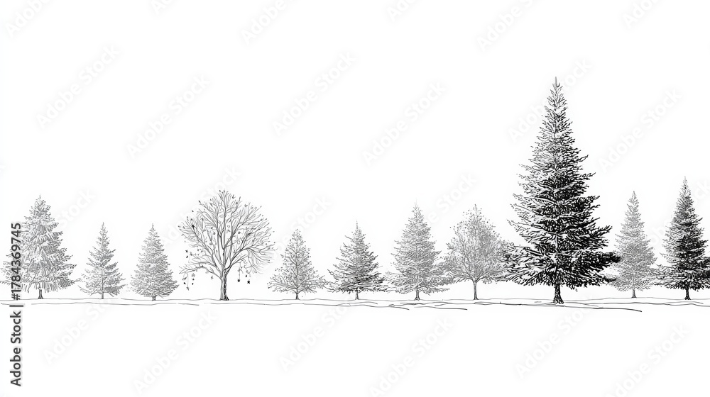 Fototapeta premium christmas tree line art vector style