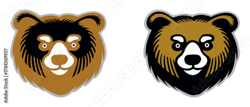 Bear head logo design with strong wild animal face illustration

