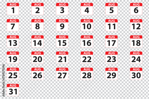 vector illustration of a set of August month. simple flat style August month icon.