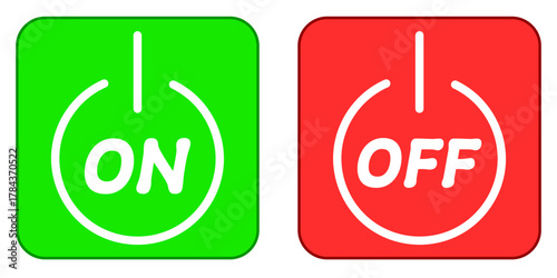 四角形のON/OFFシンプルアイコン　グリーン・レッド