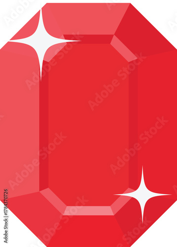 Ruby Gemstone Flat Illustration. Clean Icon Design Element on Isolated White Background