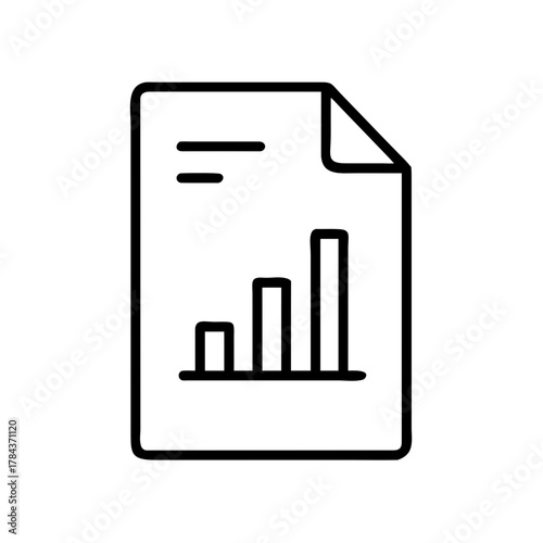 Analytics Report Document Icon with Bar Chart Outline