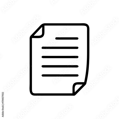 Document Page Icon with Text Lines Outline Illustration