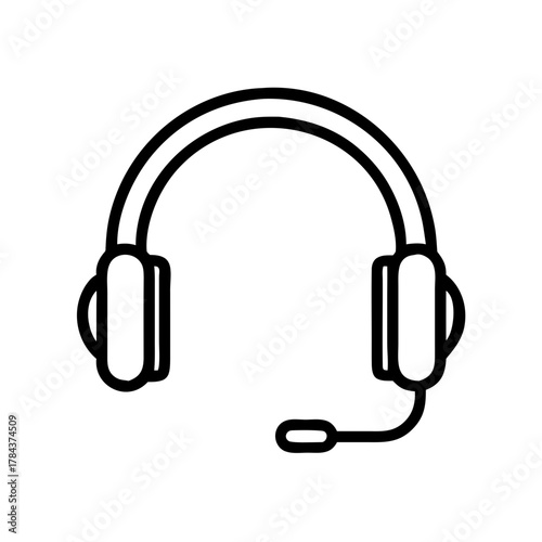 Headset With Microphone Line Icon