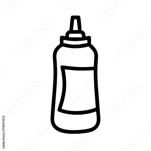 Squeeze Bottle Line Icon with Label for Kitchen and Packaging Use