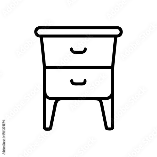 Nightstand Line Icon with Two Drawers for Home Furniture
