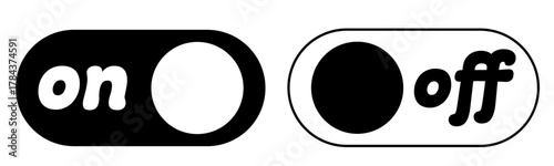 円形のon/offシンプルアイコン ブラック・ホワイト