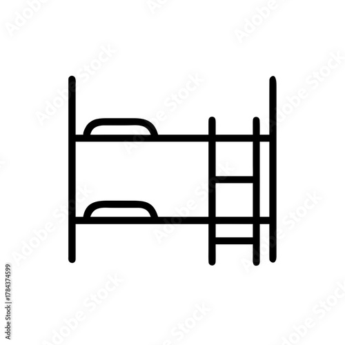Bunk Bed Line Icon with Ladder for Furniture and Interior Use