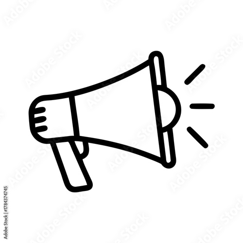 Megaphone Outline Icon – Simple Vector Illustration of Loudspeaker Communication Symbol