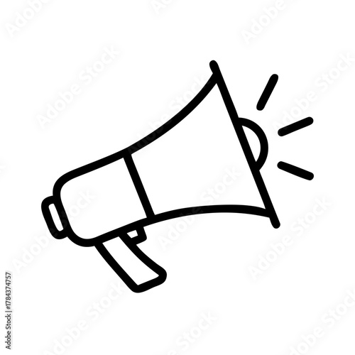 Megaphone Outline Icon – Simple Vector Illustration of Announcement Communication Symbol
