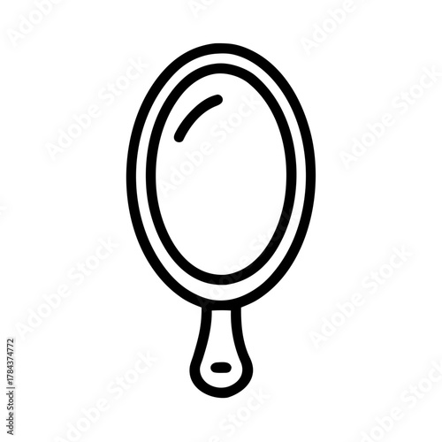 Hand Mirror Outline Icon – Simple Vector Illustration of Beauty Reflection Tool
