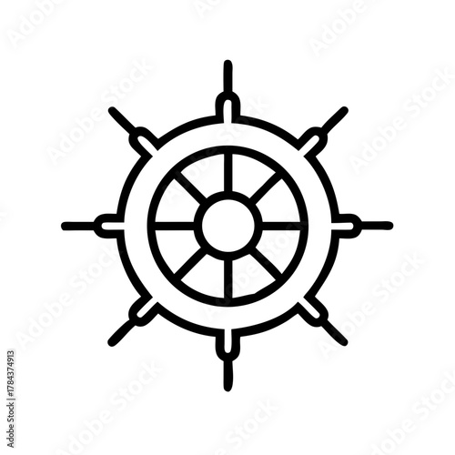 Ship Steering Wheel Icon Outline Vector