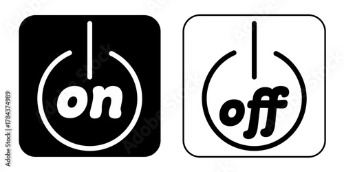 四角形のon/offシンプルアイコン　ブラック・ホワイト