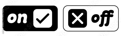 四角形のon/offシンプルアイコン　ブラック・ホワイト