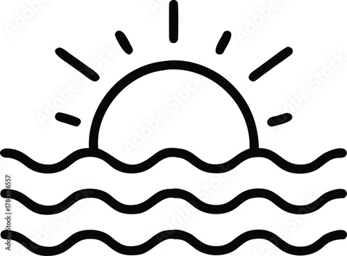 Bohemian sun.  minimalist line art icon.