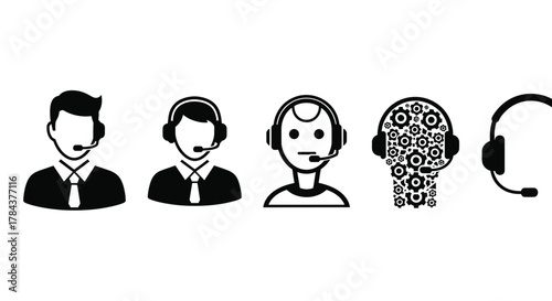 Customer service evolution vector support call center concept