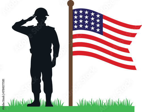 Salute Hand with Flag icon