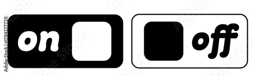 四角形のon/offシンプルアイコン　ブラック・ホワイト