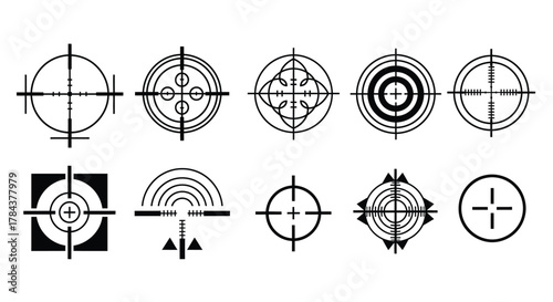Collection of crosshair target vector design for sniper shooting