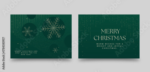 Christmas Poster Template in Luxury Green & Gold Minimalist Style for Luxe NYE New Year Invite Cards