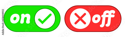 円形のon/offシンプルアイコン　グリーン・レッド