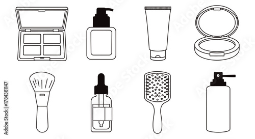 Beauty products vector illustration cosmetic makeup skincare set