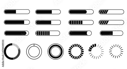 Loading bars progress indicators elements vector design graphic