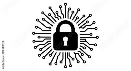 Cyber security lock digital data protection technology concept