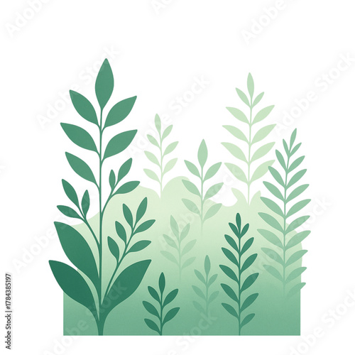 Green leaves and plants, representing growth and nature in a serene and organic design