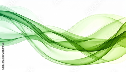 Abstract green wave background, smooth flowing lines, modern design element, organic shape, light and fresh concept, digital art, graphic illustration