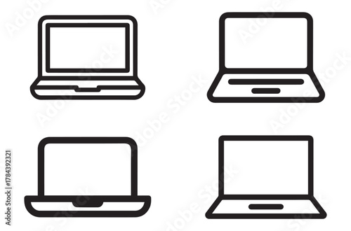 Laptop Silhouette Vector Icon Set
