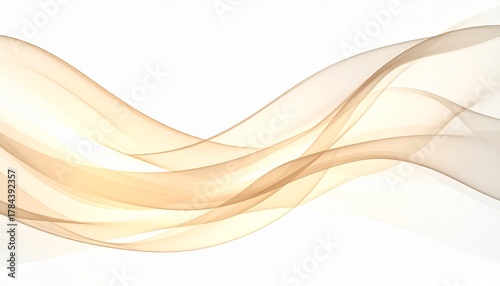 Abstract flowing golden waves on white background, elegant smooth lines design, modern art illustration