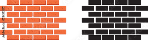 Brick wall icon silhouette