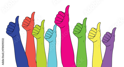 Colorful thumbs up hands illustration positive feedback concept