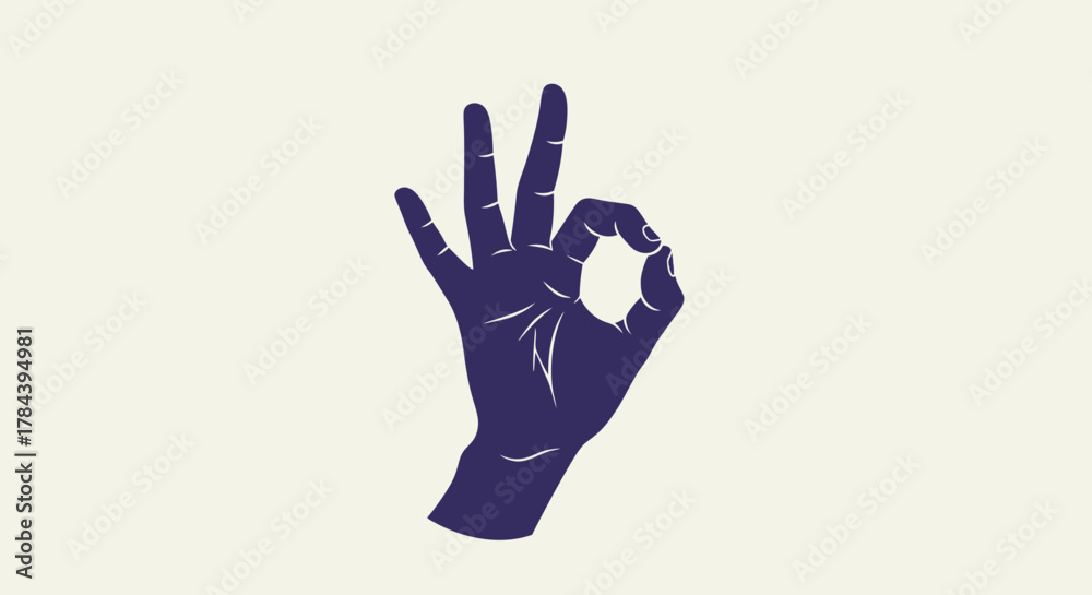 Obraz premium Hand gesture showing OK sign with thumb and index finger.