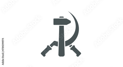 Hammer, sickle, and wrench symbol representing communism and industrial labor.