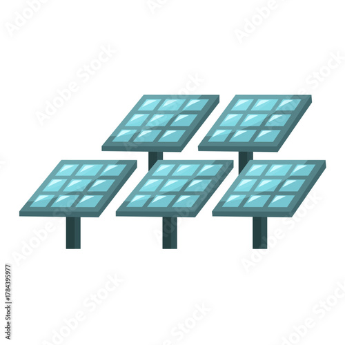 Solar array icon, solar panels vector icon illustration, solar energy system icon, renewable power concept, eco friendly energy, sustainable energy source, green technology clip art, clean power 