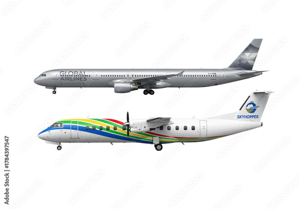 Fototapeta premium Passenger jet 3D bundle isolated on transparent background