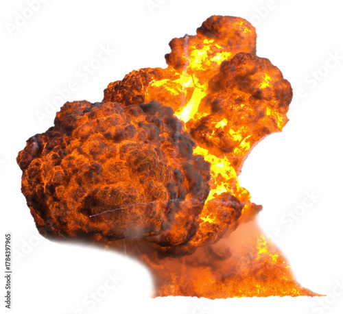 red and yellow fire isolated on white, Fire eruption Isolated
