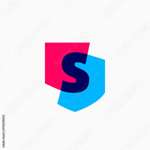 s letter shield protection security logo vector icon illustration