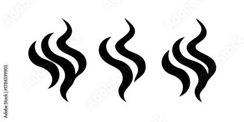 Abstract black smoke wisps with transparent background 3