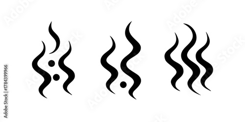 Abstract swirling smoke and steam shapes on white background