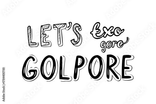 Let's Go Text with Arrow and Stars white