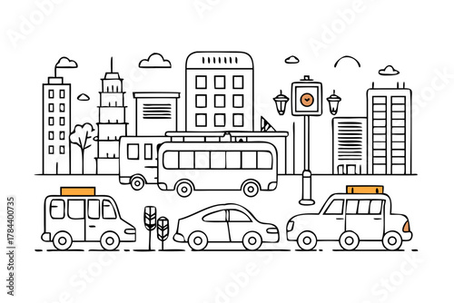 Orange Traffic Lights and Simple City Buildings vector